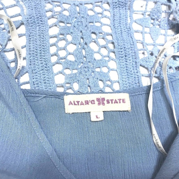 SOLD Altar'd State Blue Bell Sleeve Boho Tunic Top - Picture 3 of 6